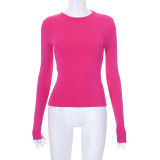 Solid Long Sleeve O Neck T Shirt GSZM-M22TP636