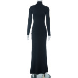 High Collar Print Long Sleeve Maxi Dress GSZM-M23DS468