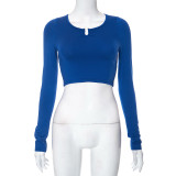 Solid Color Long Sleeve T Shirt GSZM-R23TP017
