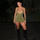 Drawstring Sling Backless Sexy Mini Dress GSZM-K23DS223