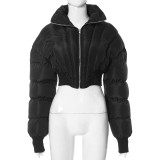 Solid Color Casual Lapel Zipper Jacket Cotton Jacket GSZM-Y23TP407