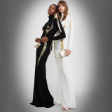High Collar Print Long Sleeve Maxi Dress GSZM-M23DS468