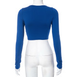 Solid Color Long Sleeve T Shirt GSZM-R23TP017