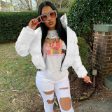 Solid PU Leather Stand-up Collar Cotton Jacket GSZM-A20666T