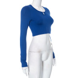 Solid Color Long Sleeve T Shirt GSZM-R23TP017