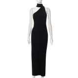Single Shoulder Halger Backless Maxi Dress GSZM-Y22DS318