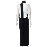 Single Shoulder Halger Backless Maxi Dress GSZM-Y22DS318