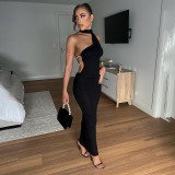 Single Shoulder Halger Backless Maxi Dress GSZM-Y22DS318