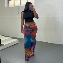 Casual Painted Print Half Body Skirt GSZM-M23SK194