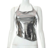 Sexy Tie Up Backless Irregular Halter Vest GSZM-D22TP152