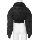 Solid Color Casual Lapel Zipper Jacket Cotton Jacket GSZM-Y23TP407
