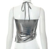 Sexy Tie Up Backless Irregular Halter Vest GSZM-D22TP152