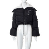 Solid Embroidered Stand Collar Cotton-padded Coat GSZM-Q22TP392