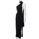 Single Shoulder Halger Backless Maxi Dress GSZM-Y22DS318