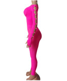 One Shoulder Hollow Out Skinny Yoga Jumpsuit GYDE-YDT023