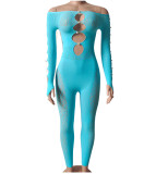 One Shoulder Hollow Out Skinny Yoga Jumpsuit GYDE-YDT023