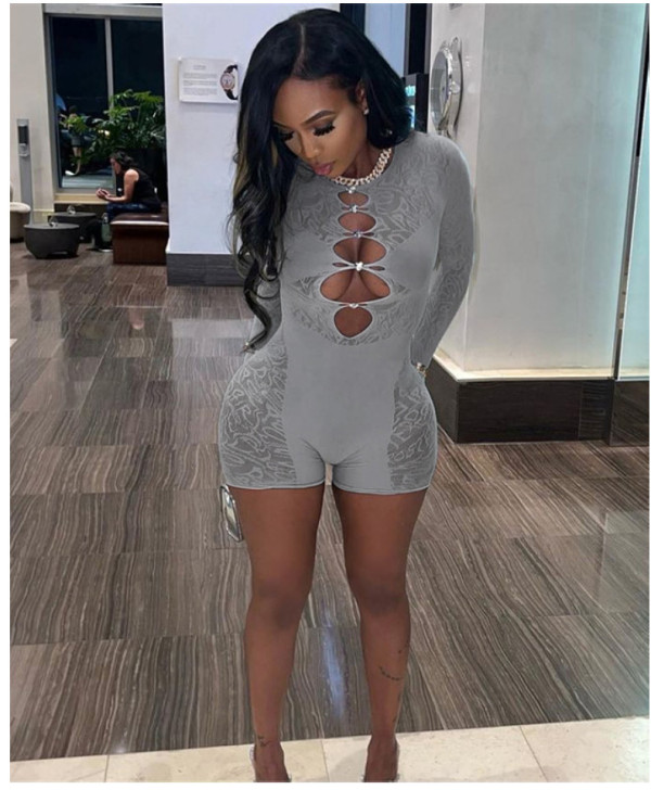 Sexy See Through Hollow Out Tight Romper GYDE-T5032