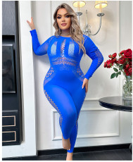 Sexy Erotic Hollow Out Long Sleeve Tight Jumpsuit GYDE-YD022