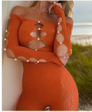 One Shoulder Hollow Out Skinny Yoga Jumpsuit GYDE-YDT023