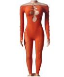 One Shoulder Hollow Out Skinny Yoga Jumpsuit GYDE-YDT023