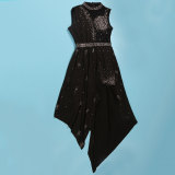 Sleeveless irregular patchwork Hot Drill Romper NY-2929