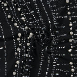 Hot Drill Feather Splicing Peal Mini Dress NY-2922