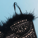 Hot Drill Feather Splicing Peal Mini Dress NY-2922