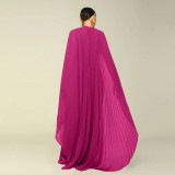 Solid Color Chiffon Pleated Maxi Dress YF-10675