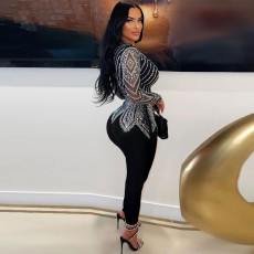 Hot Drill V Neck Tight Jumpsuit NY-9128