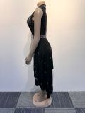 Sleeveless irregular patchwork Hot Drill Romper NY-2929