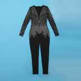 Hot Drill V Neck Tight Jumpsuit NY-9128
