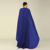 Solid Color Chiffon Pleated Maxi Dress YF-10675