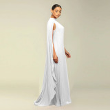 Solid Color Chiffon Pleated Maxi Dress YF-10675