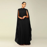 Solid Color Chiffon Pleated Maxi Dress YF-10675