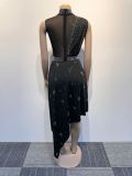 Sleeveless irregular patchwork Hot Drill Romper NY-2929