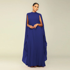 Solid Color Chiffon Pleated Maxi Dress YF-10675