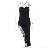 Sexy Backless Lace Sling Split Dress BLG-D1B7097A