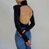 Backless High Collar Bodysuit BLG-P093226A