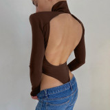 Backless High Collar Bodysuit BLG-P093226A