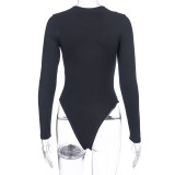 Casual Solid Color Long Sleeve Bodysuit BLG-P9B1581A