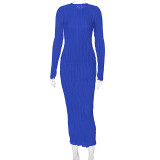 Solid Color Long Sleeve Slim Maxi Dress BLG-D269186A