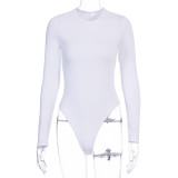 Casual Solid Color Long Sleeve Bodysuit BLG-P9B1581A