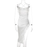 Sexy Backless Lace Sling Split Dress BLG-D1B7097A