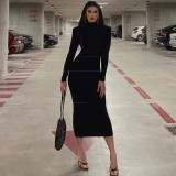 Long Sleeve High Collar Midi Dress BLG-D2910166K