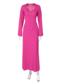 U Neck Back Tie Up Maxi Dress BLG-D3813936K