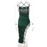 Sexy Backless Lace Sling Split Dress BLG-D1B7097A