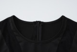 Mesh Patchwork Zipper Romper BLG-P3713569K