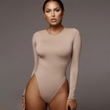 Casual Solid Color Long Sleeve Bodysuit BLG-P9B1581A