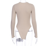 Casual Solid Color Long Sleeve Bodysuit BLG-P9B1581A