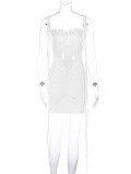 Sexy Backless Pleated Lace-Up Mini Dress BLG-D3512793A